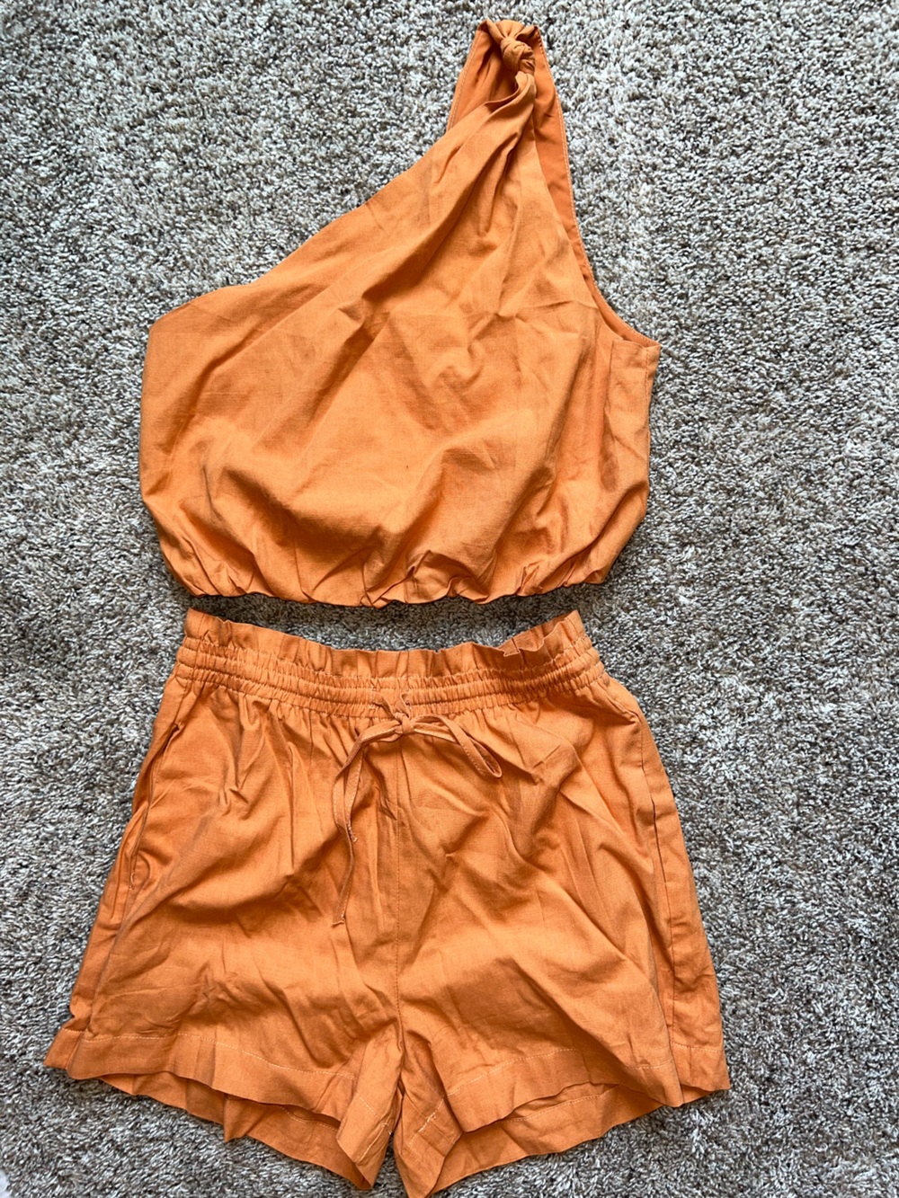 Women’s Matching Set Shorts & Tank Small Orange Tropical Beachy Coastal Grandma